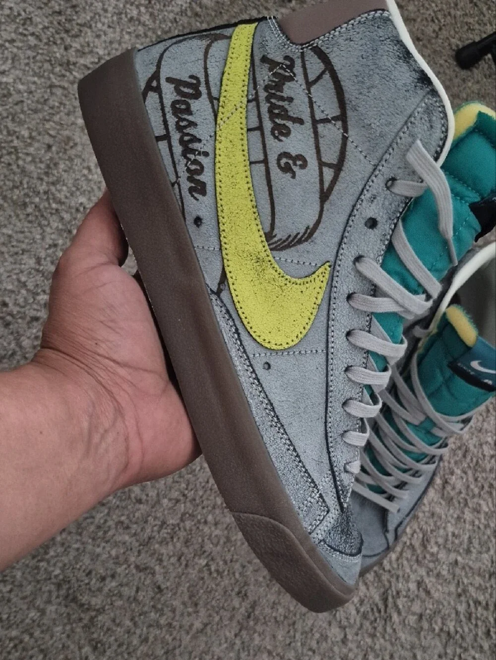 Nike Blazer Ben Simmons Teal, Gray & Yellow High-Top Sneakers